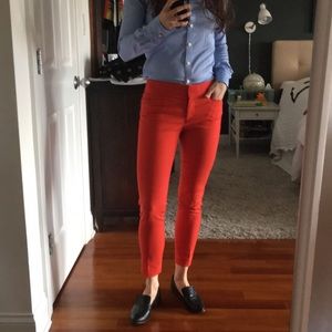 Loft red dress ankle skinny pants w pockets